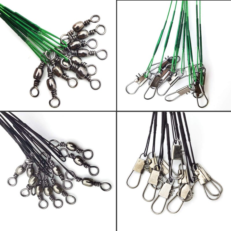 FREGITO Stainless Steel Fishing Leaders, Fishing Leader Line with Swivels and Clips for Saltwater and Freshwater, 31LB Per Piece, 6", 7", 9", 10", 12" - Image 4